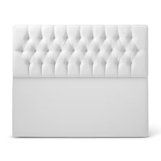 Cabecero Rombos Con Pata Blanco Sintético