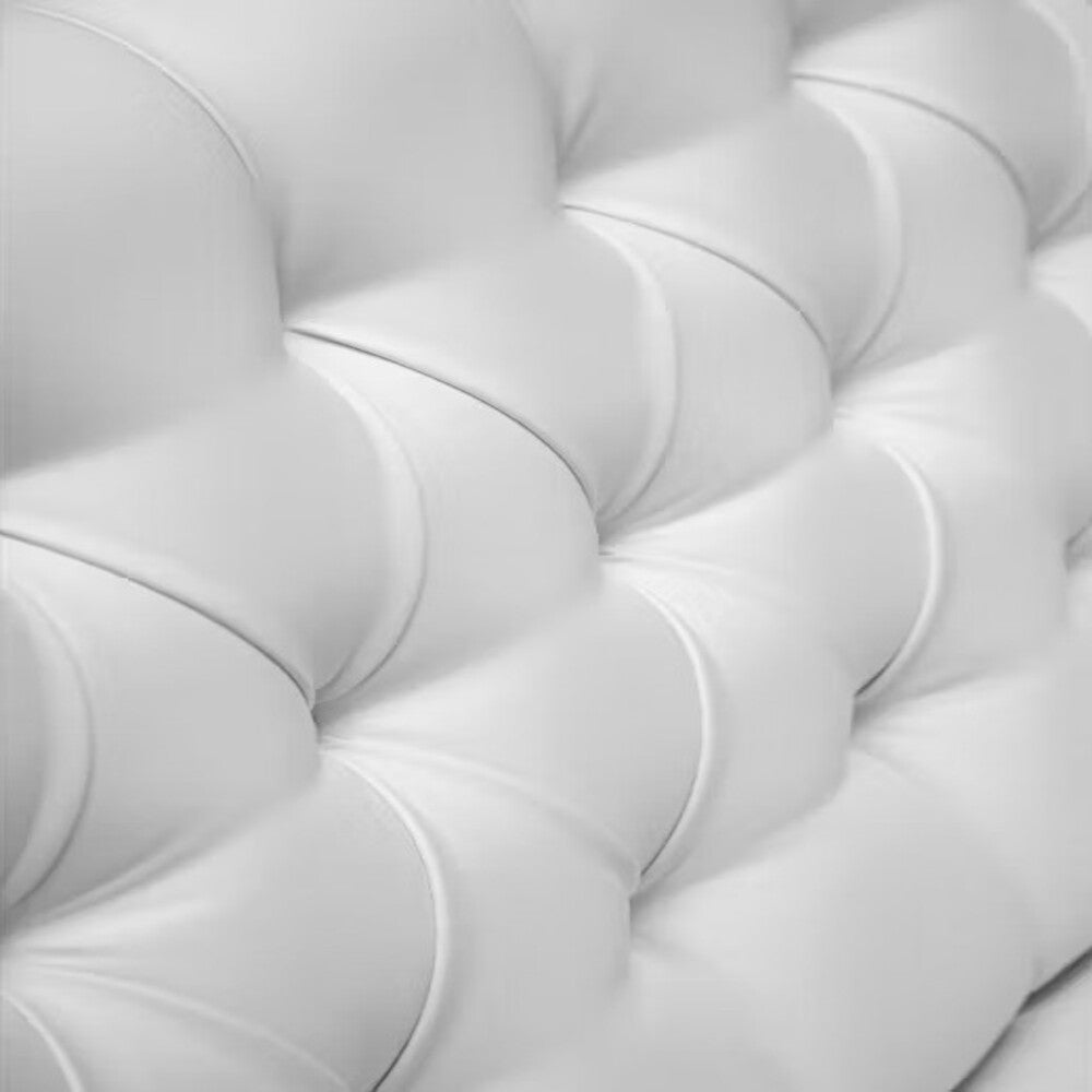Cabecero Rombos Con Pata Blanco Sintético