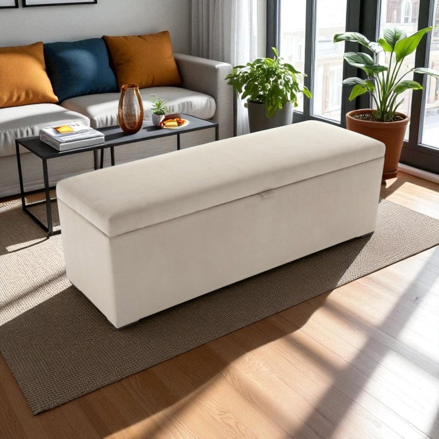 Puff Baúl Suiza 100x40 Beige