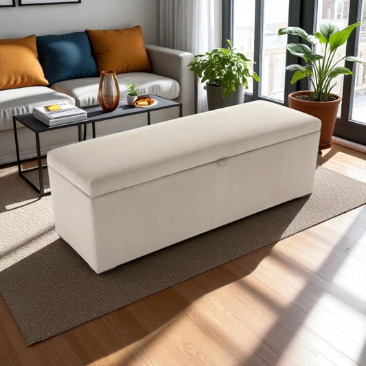 Puff Baúl Suiza 100x40 Beige