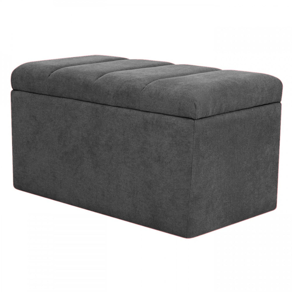 Puff Baúl Paneles 100x40 Gris Oscuro