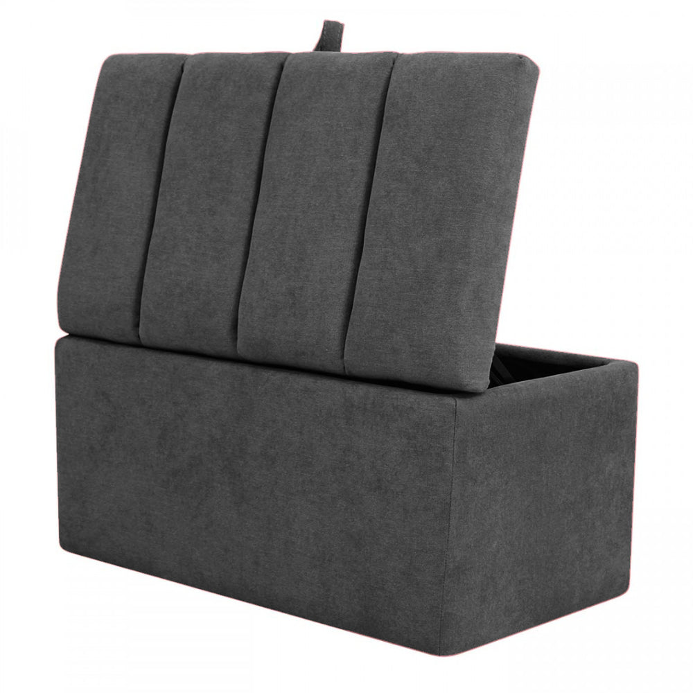 Puff Baúl Paneles 100x40 Gris Oscuro