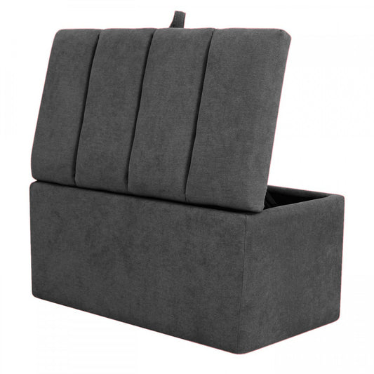 Puff Baúl Paneles 80x40 Gris Oscuro
