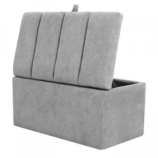 Puff Baúl Paneles 80x40 Plata