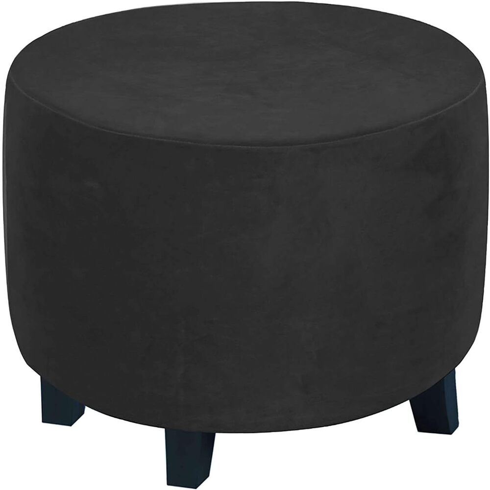 Puff Decorativo Redondo Negro