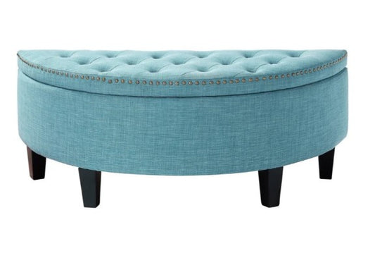 Puff Baúl Media Luna Turquesa