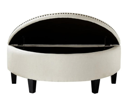 Puff Baúl Media Luna Marfil