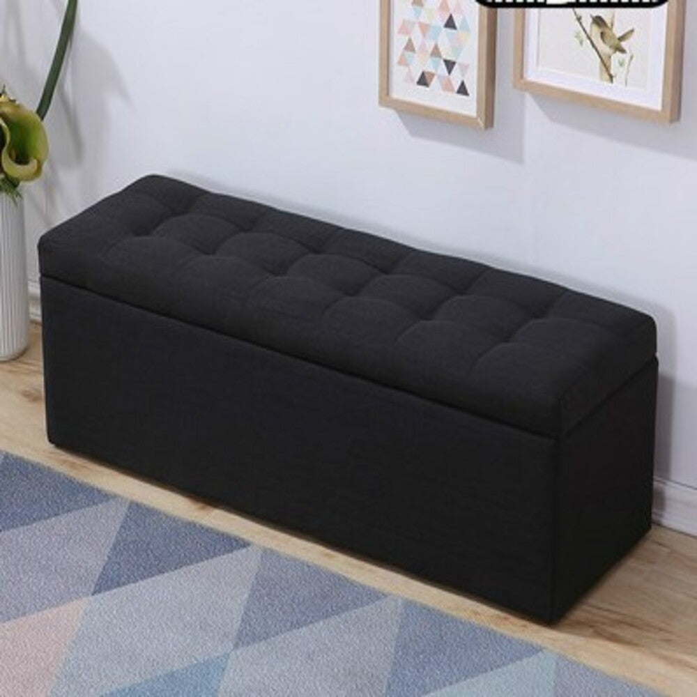 Puff Baúl 80x40 Negro en Tela