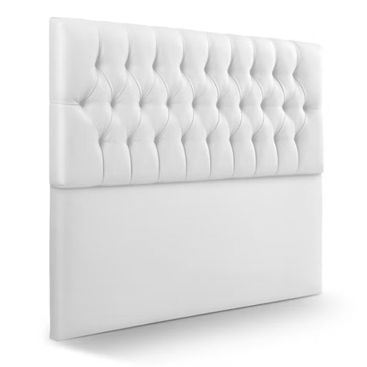 Cabecero Rombos Con Pata Blanco Sintético