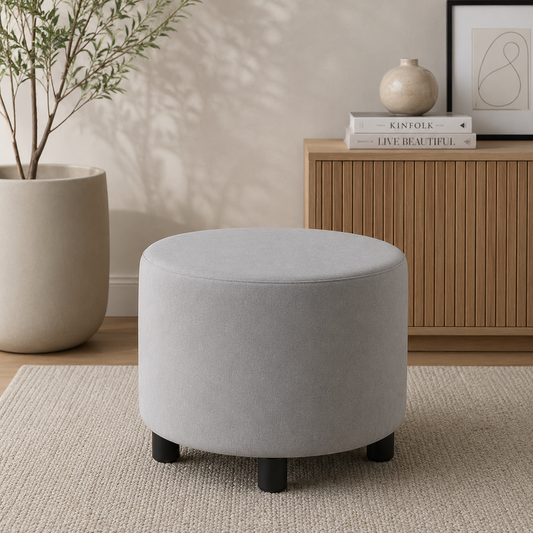 Puff Decorativo Redondo Gris