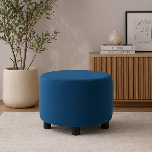 Puff Decorativo Redondo Turquesa