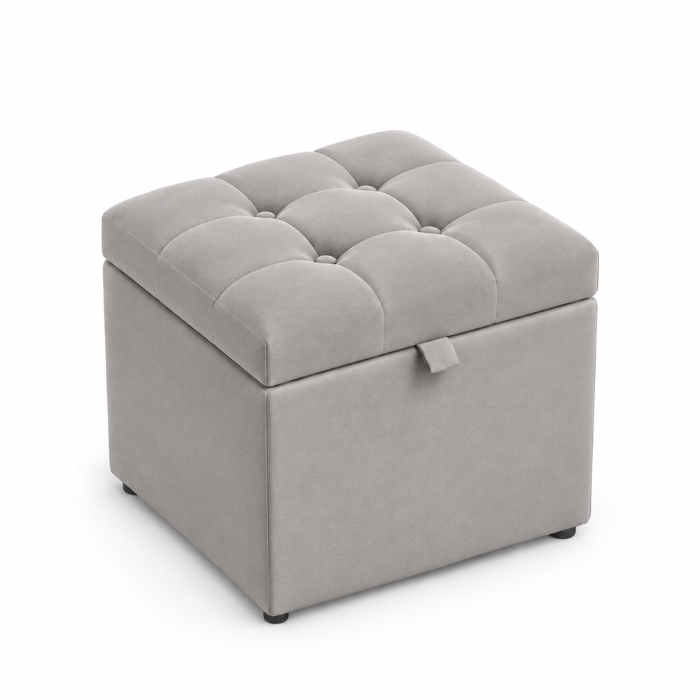 Puff Baúl 40x40 Gris Tela