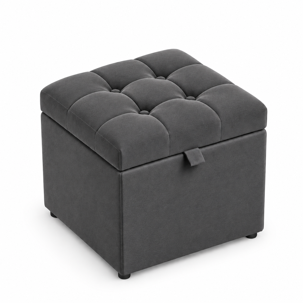 Puff Baúl 40x40 Dark Grey Tela