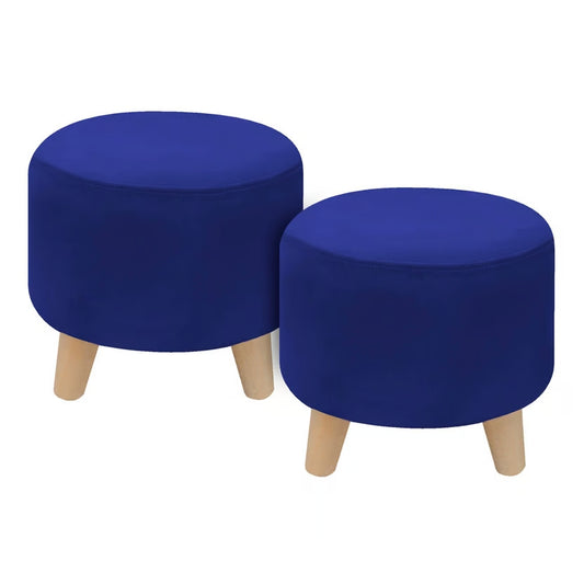 Puff Posa Pie Redondo Azul