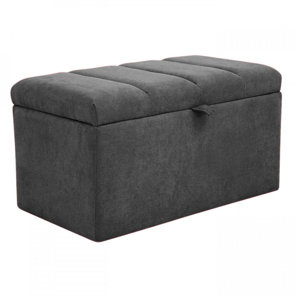 Puff Baúl Paneles 100x40 Gris Oscuro