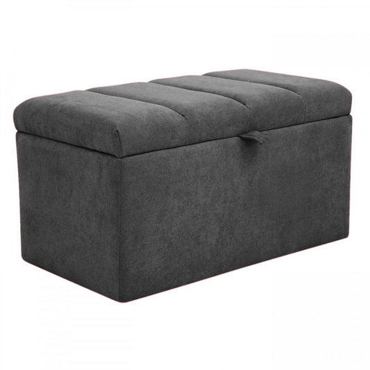 Puff Baúl Paneles 80x40 Gris Oscuro