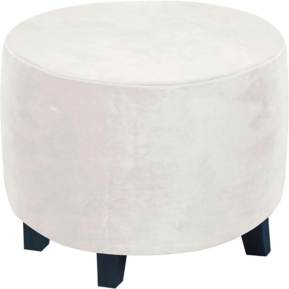 Puff Decorativo Redondo Blanco