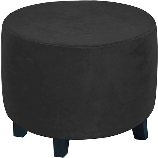Puff Decorativo Redondo Negro