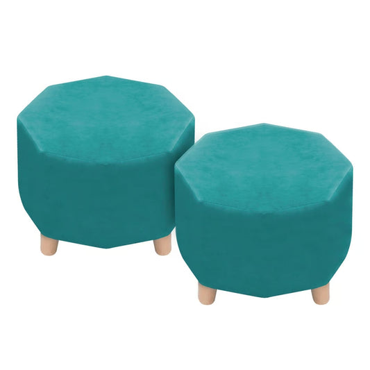 Puff Posa Pie Octagonal Turquesa