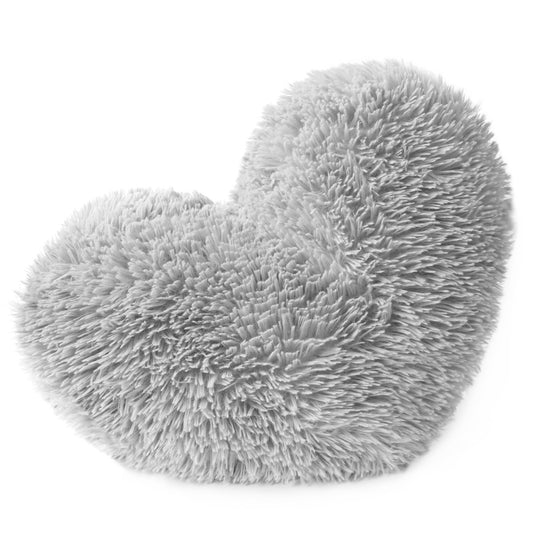 Cojín Corazón Peludo Gris Claro