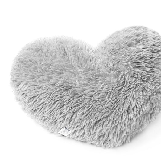 Cojín Corazón Peludo Gris Claro