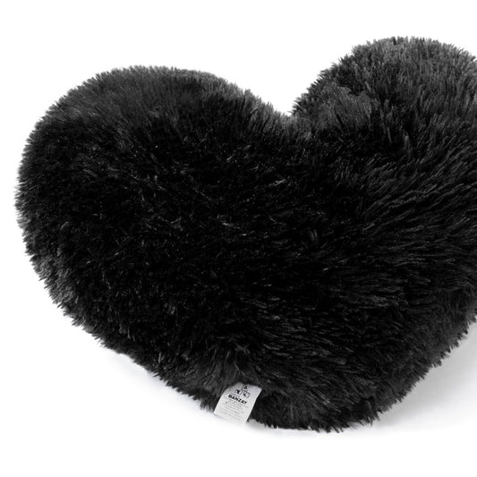 Cojín Corazón Peludo Negro