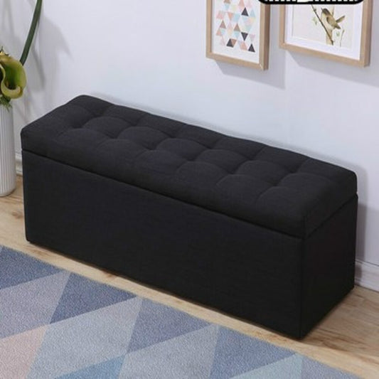 Puff Baúl 80x40 Negro en Tela