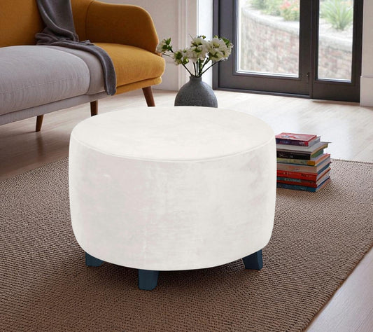 Puff Decorativo Redondo Blanco