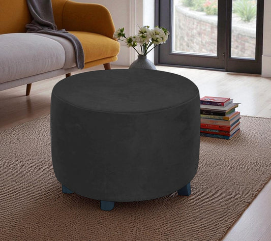 Puff Decorativo Redondo Negro