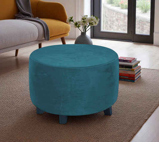 Puff Decorativo Redondo Turquesa